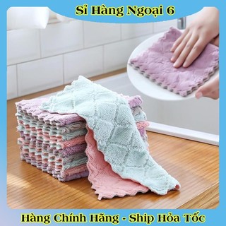 [1CHIẾC] Khăn lau đa năng bếp, bát đĩa, cốc chén thấm nước chống dính dầu mỡ hai mặt