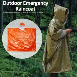 Áo mưa khẩn cấp WARMTHCO, Áo mưa nhiệt dày màng nhôm, Áo mưa Poncho chống gió phản quang đa chức năng Leo núi ngoài trời