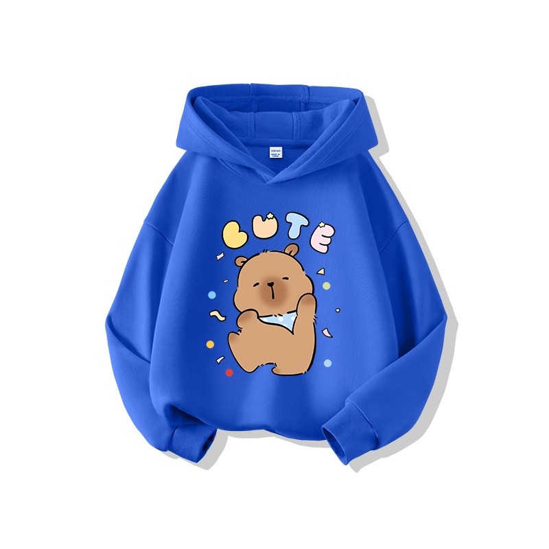 Áo hoodie trẻ em, Áo Hoodie mùa xuân và mùa thu 2024 Cô Gái mới, in hình capybala dễ thương