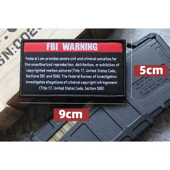 Patch_ miếng dán velcro vải cảnh báo của FBI_retro