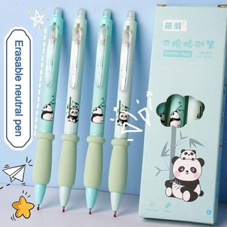 HIGHVIEWLS 4 Cái / lốc Bút Gel Panda, Viết nhanh khô Văn phòng phẩm Bút xóa được, Phim hoạt hình Soft Touch Grip 0.5mm Thi Bút chuyên nghiệp Văn phòng