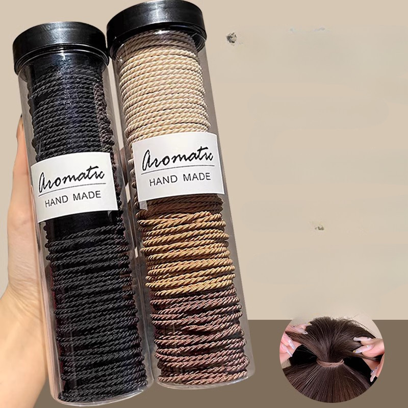 Dây Buộc Tóc Nữ 100 Chiếc Đóng Hộp Dây Buộc Tóc Phong Cách Hàn Quốc Màu Cà Phê Đơn Giản Bền Tóc Phụ Kiện Tóc Nữ Phụ Kiện Thời Trang