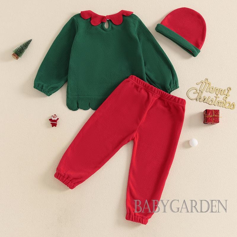 / / -1-6years Kid Bé Trai / Bé Gái Ông Già Noel Trang Phục Lông Cừu Dài Tay Áo Co Giãn Eo Quần Mũ Bộ Cosplay Cho Tiệc Giáng Sinh Halloween