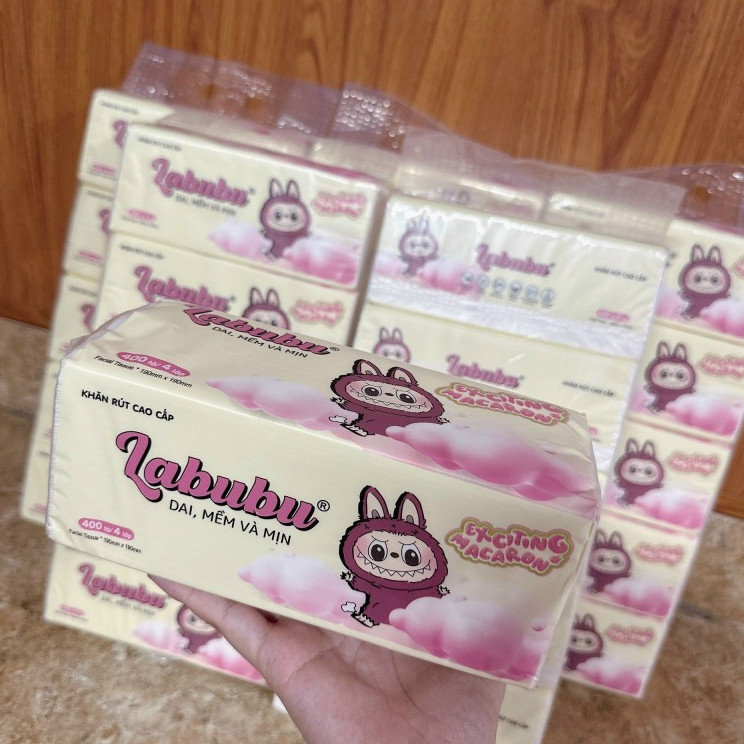 Thùng 30 gói giấy ăn rút LABUBU hàng chuẩn cao cấp, dai mịn đẹp