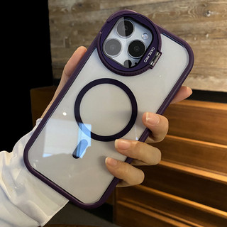 Giá đỡ máy ảnh thủy tinh ống kính sang trọng 16 Pro Max Vỏ điện thoại từ tính cho iPhone 16 15 14 Pro Max Plus 13 12 11 Pro Max Vỏ bảo vệ lưng cứng acrylic trong suốt hấp thụ sốc
