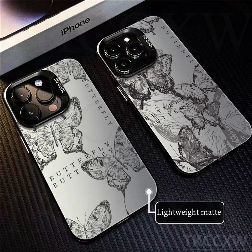 Ốp điện thoại hình con bướm cổ điển Tương thích cho Redmi K70 K60 K50 K40 K30 Pro Ultra Gaming K70E13C 12C 10C 9C 12 10 A1 A2 Vỏ bảo vệ màu bạc mờ