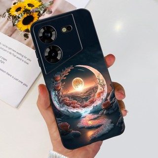 Dành Cho Tecno Pova 5 4G LH7n Ốp Lưng Đá Cẩm Thạch Sang Trọng Mềm Màu Đen Silicon Ốp lưng Cho Tecno Pova5 2023 Ốp Lưng Chống Sốc