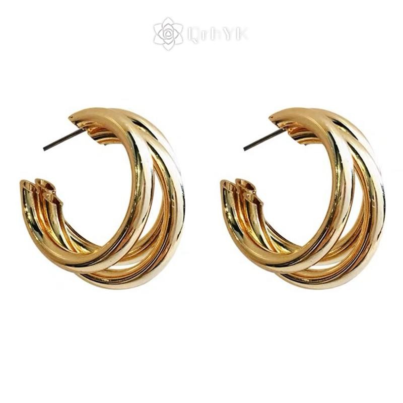 Qrhyk 1 Cặp Thiết Kế Tối Giản Kim Loại Phóng Đại Tai Hình Học Bông Tai Dành Cho Nữ Cô Gái Thời Trang Tính Khí Trang Sức Dự Tiệc Phụ Kiện Đơn Giản Mới