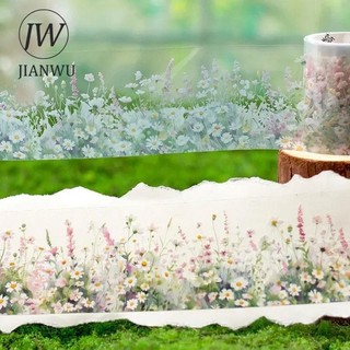 Jianwu 50mm * 200cm Xanh Ghi Chú Series Vintage Cây Hoa Cảnh Quan Chất Liệu Cắt Băng PET Sáng Tạo DIY Tạp Chí Văn Phòng Phẩm