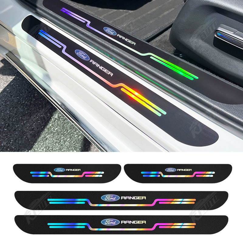 Ford Ranger 2024 Xe Mới Laser Sill Miếng Dán Cửa Xe Ngưỡng Dải Chống Trầy Xước Chống Nước Cầu Vồng Bảo Vệ Cửa Xe Ô Tô