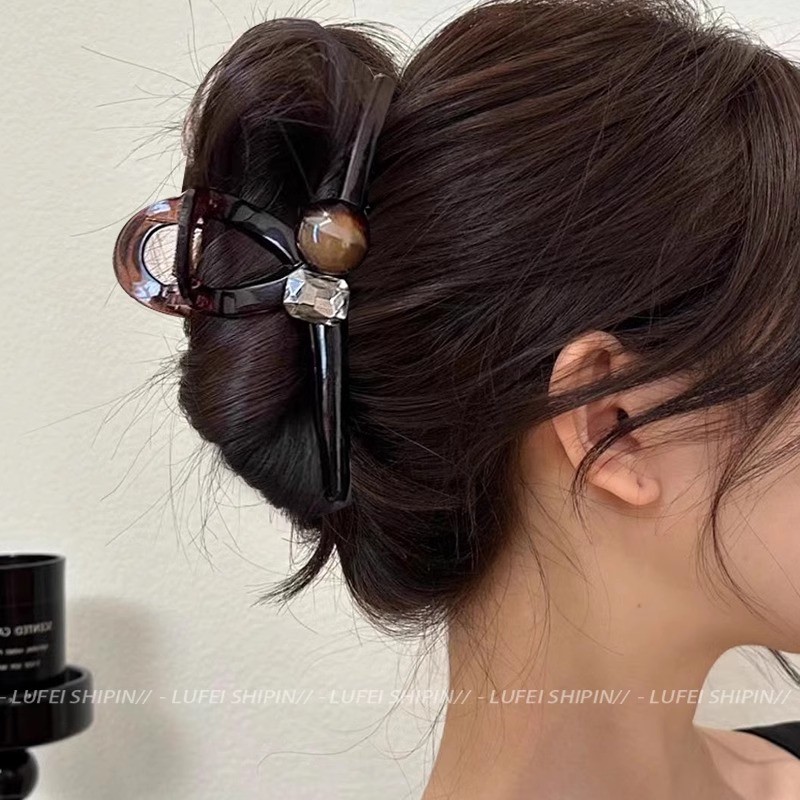 Kẹp Tóc Nữ 2025 Phong Cách Mới Lớn Retro Màu Cà Phê Thời Trang Sang Trọng