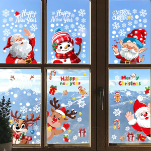 Nhãn Dán Cửa Sổ Giáng Sinh - Đề Can Kính Trang Trí Ông Già Noel Người Tuyết Nai Sừng Tấm - Trang Trí Tiệc Lễ Hội Tại Nhà Giáng Sinh - Nhãn Dán Tường Tĩnh PVC Tự Dính, Chống Thấm Nước