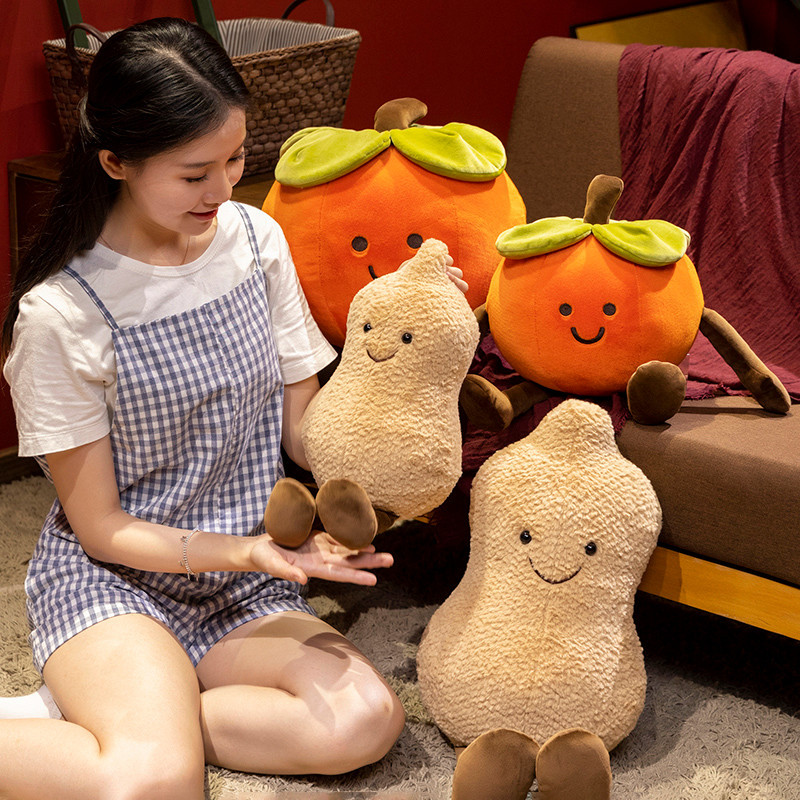 Đồ chơi sang trọng persimmon dễ thương, búp bê sang trọng đậu phộng, người bạn đồng hành tốt nhất cho trẻ em, gối búp bê sang trọng, trang trí trong nhà, quà tặng sinh nhật trẻ em tốt nhất