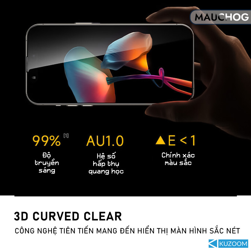 Kính Cường Lực Kuzoom Trong Suốt Chống Trầy Xước Cho Điện Thoại iPhone 17 Pro Max 16 15 14 13 12
