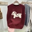Mùa Thu Đông Phong Cách Mới Cổ Tròn Pony Thêu Rời Lớp Áo Len Không Tay