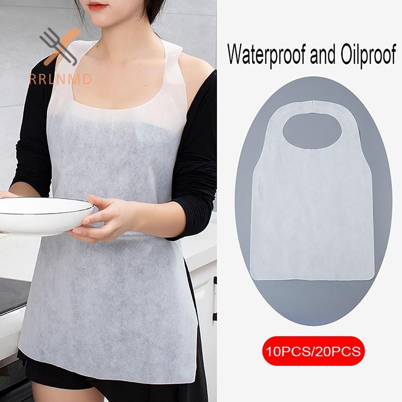 Rrlnmd 10 Chiếc Tạp Dề Dùng Một Lần Cho Lẩu Chống Dầu Chống Bẩn Tạp Dề Người Lớn Di Động Vệ Sinh Nấu Ăn Không Dệt Chống Thấm Nước Delanta MỚI