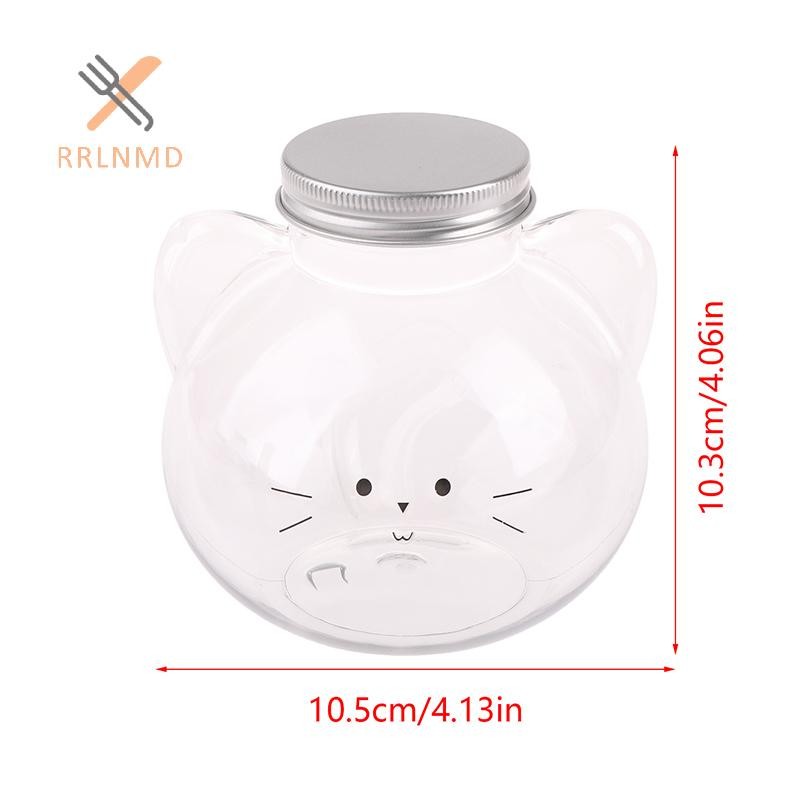 Rrlnmd Kawaii Mèo Chai Nước Cho Trà Sữa Cà Phê Nước Uống Di Động Cốc Uống Nhà Trong Suốt Chai Nước Giải Khát BPA Free MỚI