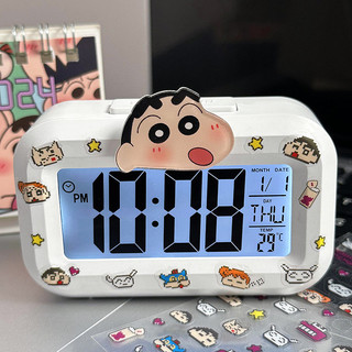 Đồng Hồ Báo Thức Điện Tử Để Bàn Cute Màn Hình LED Lớn - Kèm Charm & Sticker Hoạt Hình Dễ Thương