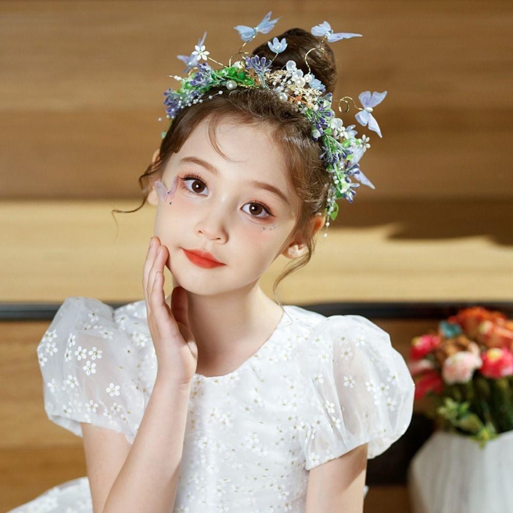Băng đô vương miện hình bươm bướm cho bé gái trong lễ cưới