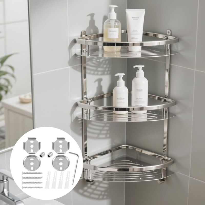 Bộ thay thế đồ đạc phòng tắm SHI Giá đỡ và dây buộc bằng thép không gỉ màu bạc cho thanh treo khăn