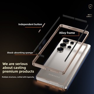 Ốp bảo vệ khung kim loại khóa cá ngựa doanh nghiệp cao cấp cho Samsung S25 S24 S23 Ultra s25plus
