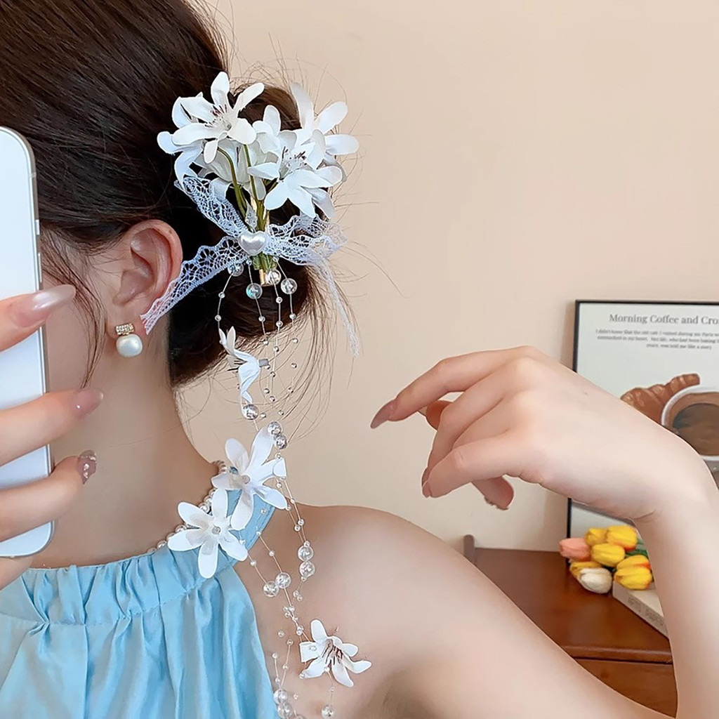 Kẹp tóc tua rua hoa thời trang dành cho nữ Quà tặng ngày lễ