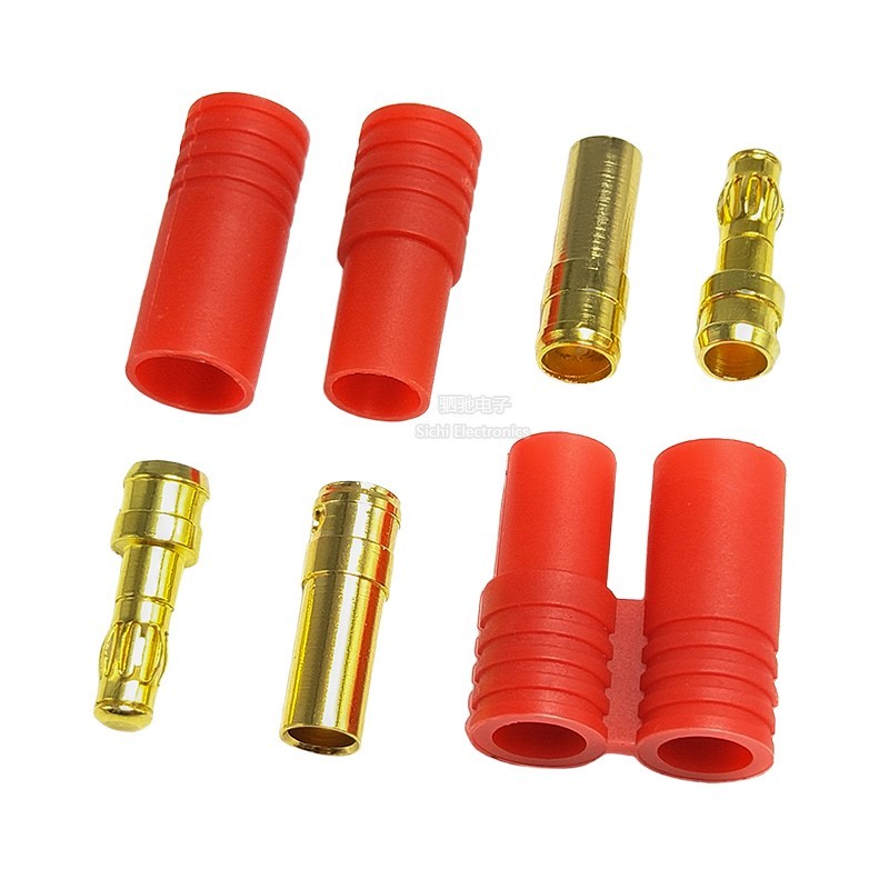 Mô Hình Máy Bay Đèn Lồng Đầu Chuối Động Cơ 3.5MM Pin Điều Hòa Điện Tử Chuyên Dụng Mạ Vàng 4mm Với Vỏ Đỏ Cắm Đồng Nguyên Chất