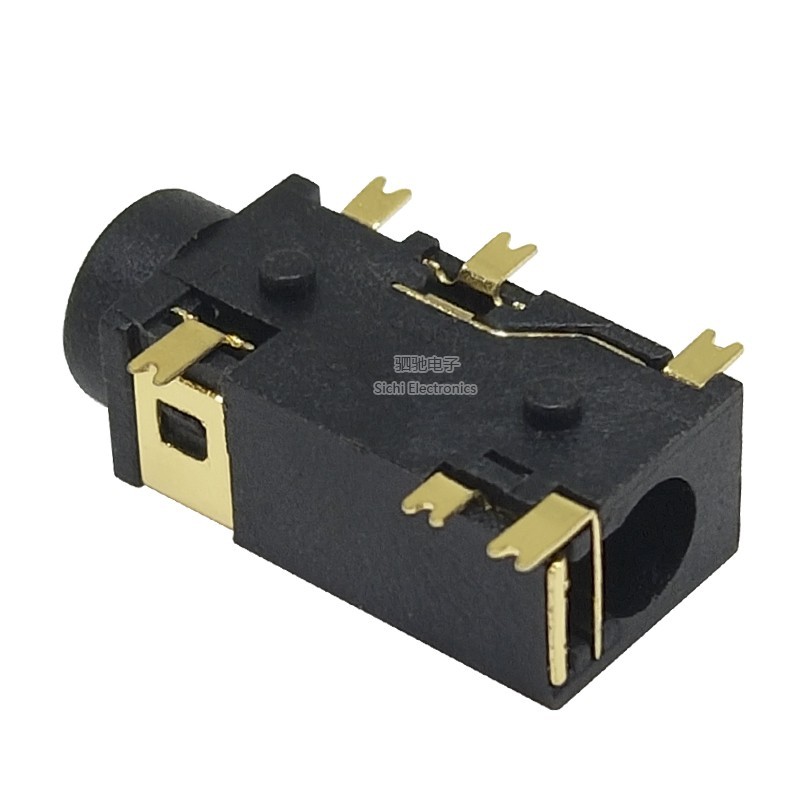 PJ-342 311 4.5 Giá đỡ tai nghe Miếng dán 3 + 3 mạ vàng 3,5MM Cắm tai nghe Ổ cắm tai nghe ghim mạ vàng