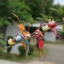 Tổ chim nhân tạo kèm chim giả trang trí, decor cây cảnh, sân vườn, màu ngẫu nhiên, sinh động tự nhiên