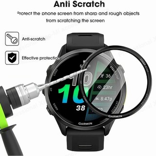 Dành Cho Garmin Forerunner 970 1-3 Chiếc Full Cover Cong Cạnh Đen Kính Cường Lực Phim Cho Garmin Forerunner 570 47mm 42mm Kính Chống Trầy Xước Phim Bảo Vệ Màn Hình