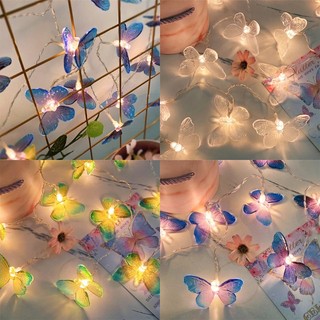10LED Đèn dây bướm màu vàng tím chạy bằng pin Thích hợp cho gia đình Trang trí tiệc sinh nhật ngoài trời trong nhà