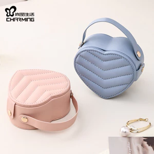 CASEGRACE Hình Trái Tim Nhỏ Hộp Trang Sức Du Lịch Hộp Đựng Trang Sức Bé Gái Hộp Mini Cho Nhẫn Bông Tai Dây Chuyền Tổ Chức Di Động Da PU Jewerly Người Tổ Chức