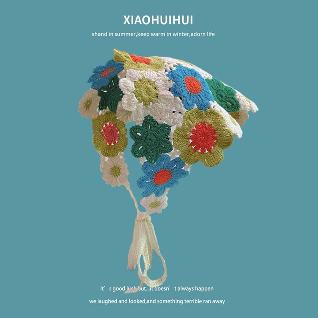 Khăn Tóc Băng Đô Quấn Đầu Bandana Handmade Móc Vintage Dệt Kim Băng Đô Quấn Tóc Nữ Phụ Kiện Tóc