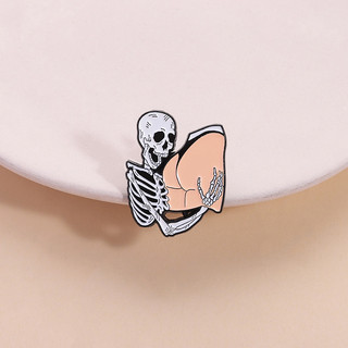 Sáng tạo ngộ nghĩnh trâm cá tính đầu lâu kim loại, pin ba lô - phụ kiện Halloween độc đáo cho bạn bè