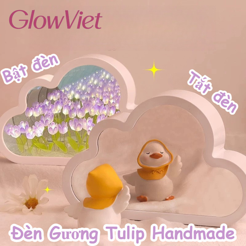 Đèn Gương Tulip Handmade - Trang Trí Phòng Ngủ, Bàn Làm Việc, Ánh Sáng Nhẹ Nhàng, Dễ Dàng DIY