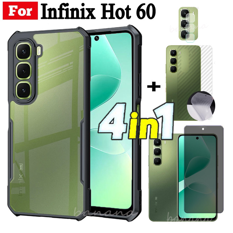 Ốp Điện Thoại Chống Sốc 4 Trong 1 Infinix Hot 60 Cho Infinix Hot 60i Bảo Vệ Toàn Diện Kính Cường Lực Bảo Vệ Màn Hình Và Phim Ống Kính Và Phim Mặt Sau