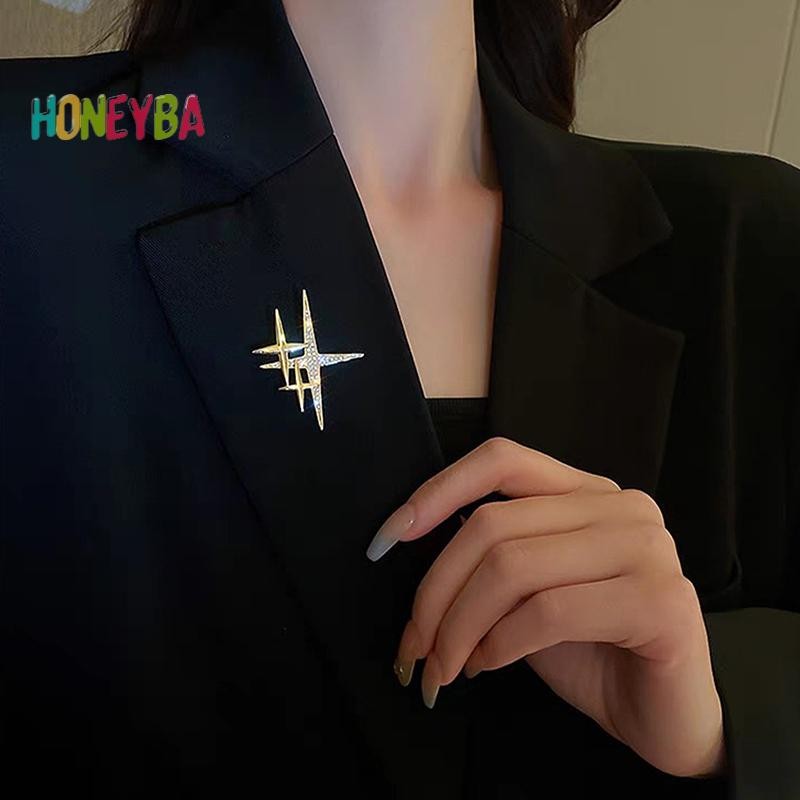 < Honeyba > Trâm cài hình ngôi sao cá tính đơn giản Thiết kế hợp thời trang dễ thương Corsage Pin thời trang cho bộ đồ tiệc tối Trang sức biểu tượng