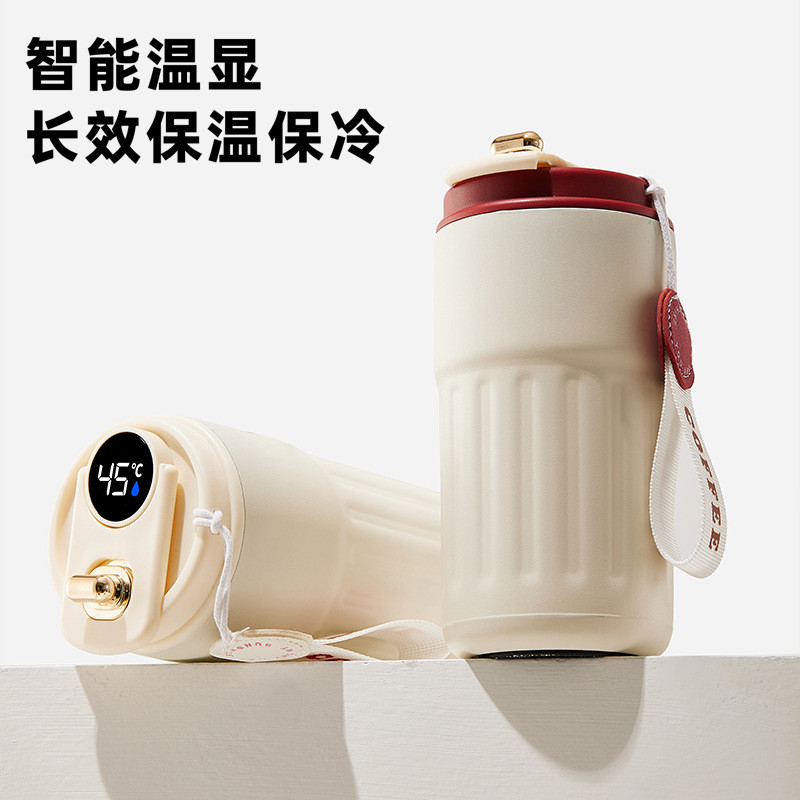 450ML Mới Thông Minh Hiển Thị Nhiệt Độ 316 Thép Không Gỉ Cách Nhiệt Cốc Ins Phong Cách Cá Tính Di Động Cốc Cà Phê