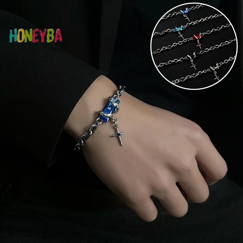 < Honeyba > Thời Trang Tinh Tế Zircon Ngôi Sao Quyến Rũ Dành Cho Nữ Phong Cách Punk Ngôi Sao Màu Bạc Dây Chuyền Vòng Tay Có Thể Điều Chỉnh Phụ Kiện Trang Sức