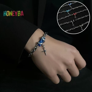 < Honeyba > Thời Trang Tinh Tế Zircon Ngôi Sao Quyến Rũ Dành Cho Nữ Phong Cách Punk Ngôi Sao Màu Bạc Dây Chuyền Vòng Tay Có Thể Điều Chỉnh Phụ Kiện Trang Sức