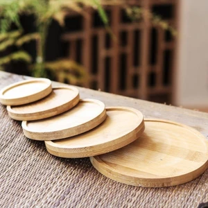 Miếng lót cốc trà đạo hình tròn bằng gỗ tre 4 size