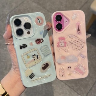 Ốp điện thoại cặp đôi nhãn dán 3D dễ thương cho iPhone 11 16 13 15 14 12 Pro Max Vỏ họa tiết sao băng không đều đơn giản INS Hàn Quốc Thiết kế mới Vỏ bảo vệ chống sốc