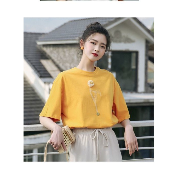 Mutu Ins Áo Thun Nữ Màu Trắng Sang Trọng, Tay Ngắn Cổ Tròn Phong Cách Nhật Bản, Cotton Nguyên Chất Hợp Thời Trang Mùa Hè
