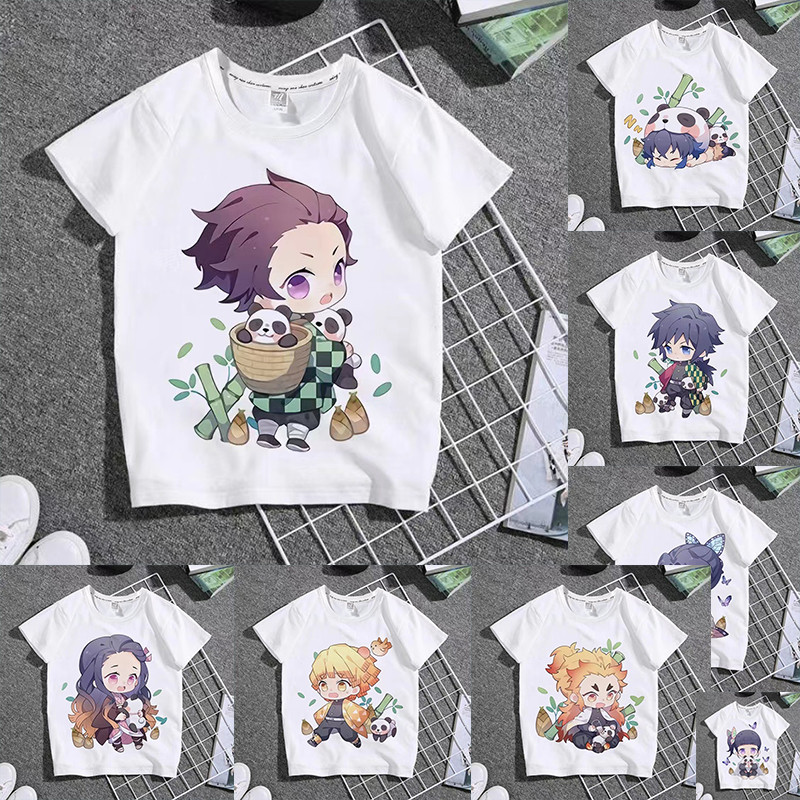 Demon Slayer Anime Tanjiro và Tre Panda In Hình Áo Thun Nữ Tay Ngắn Mùa Hè Thường Ngày