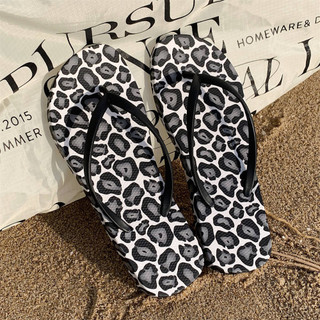 Xixitiao Flip-Flops Nữ Đi Biển Kỳ Nghỉ Châu Âu Phong Cách Mỹ Da Báo Độc Đáo Mùa Hè Mặc Ngoài
