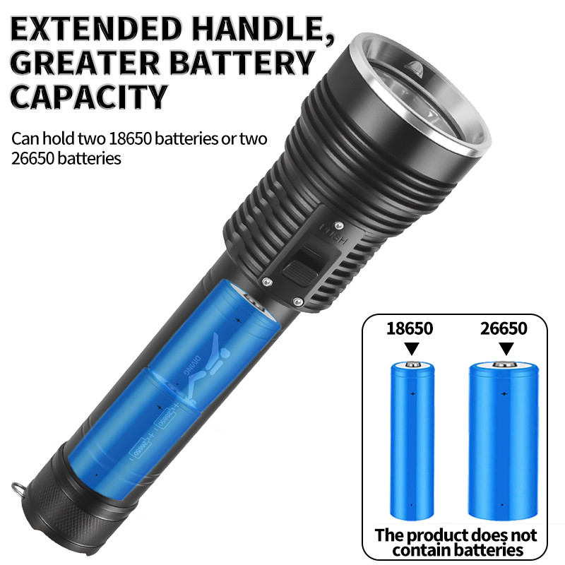 [COD] Đèn pin lặn dưới nước LED BT90 siêu sáng 30000Lumen cấp chống nước IPX8, tầm chiếu xa 1000 mét, có thể lặn sâu tới 500m đèn lặn chuyên dụng