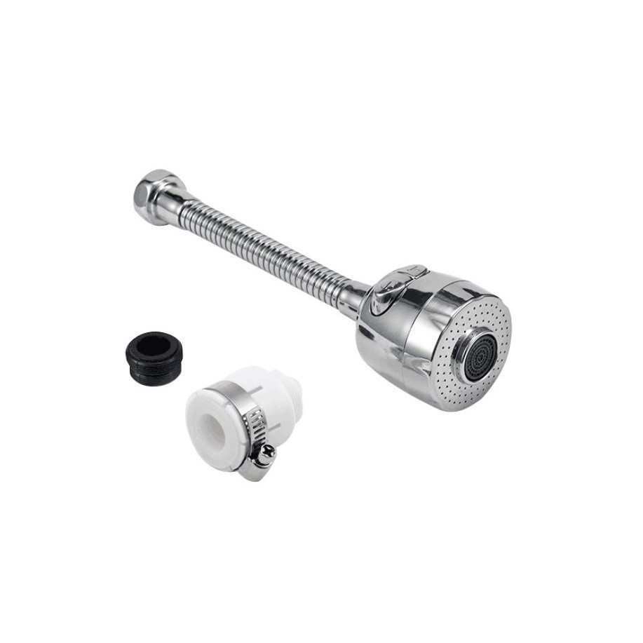 Đầu nối vòi nước tăng áp xoay 720 độ lắp vòi nước chậu rửa bát chén với 2 chế độ nước chảy