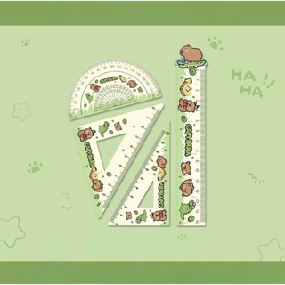 MEOWU Set Bộ 4 Thước Đo Góc Thẳng Tròn Tam Giác Acrylic Hình Cappy Dễ Thương Mới