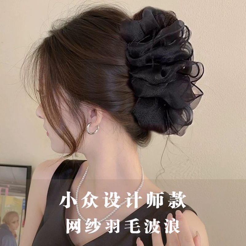 Kẹp tóc nơ khí màu đen Kẹp tóc cua lớn