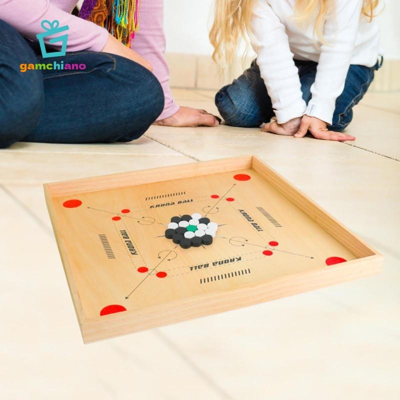 Bộ Carrom gamchiano bằng gỗ 18 x 18 inch, trò chơi bàn thử thách vui nhộn cho mọi lứa tuổi
